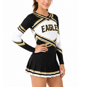 Uniforme de pom-pom girl personnalisé imprimé par sublimation pour femmes, en polyester respirant et très élastique, pour la danse et les performances athlétiques en équipe - Product Image 6