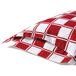 Taie d'oreiller en coton à carreaux rouges et blancs, motif géométrique, housse en tissu lavable pour lit - Product Image 1