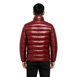 Unisex <b>Red</b> Polyester/Nylon Puffer <b>Jacket</b> Stand Collar Zipper Closure <b>Waterproof</b> Windproof Eco-Friendly Reversible Casual Winter - Product Image 2