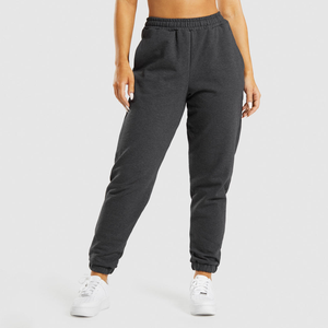 Pantalon de survêtement d'hiver personnalisé pour femme, en molleton épais, taille haute, avec bande latérale et logo gaufré, fermeture à cordon de serrage - Product Image 1