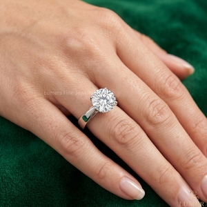 Anillo de Compromiso Solitario de Diamante Cultivado en Laboratorio, Corte Brillante Redondo, Color D, Oro Blanco de 9K-18K, Certificado IGI, para Mujer - Product Image 3