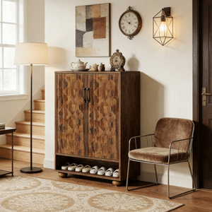 Mobile Portascarpe Moderno in Legno Massello con Ripiani Regolabili, Arredamento per Soggiorno ad Alta Resistenza per Uso Domestico - Product Image 4