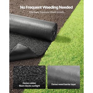 96 X 24 Recycled Rubber Mulch Mat Roll 2 Rolls 0.5 Thick Cuttable Natural Looking W Reduced Weed Growth <b>Pest</b> <b>Control</b> - Product Image 3