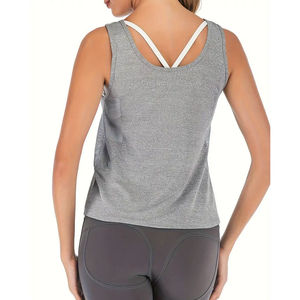 Spandex Cotton Breathable Short Casual Tank Top Sleeveless Sports Gym Bodybuilding Fitness Running Custom Logo Summer New Design - Product Image 4