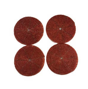 Posavasos artesanales de cuentas con patrones de bordado a mano detallados, posavasos redondos hechos a mano con bordado de cuentas para el hogar - Product Image 2