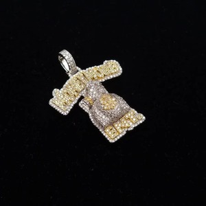 Luxury VVS Mossanite Diamond <b>Pendant</b> Iced Out Hiphop Jewelry Two Tone <b>Initial</b> Letter 925 Sliver Hiphop Custom Moissanite <b>Pendant</b> - Product Image 2