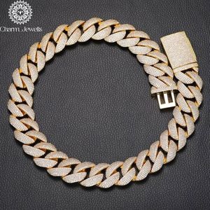 สร้อยคอคิวบันผู้ชาย Charm_Jewells เงินแท้ 925 ประดับเพชรโมอิสซาไนต์แบบไมโครเพฟ ชุบทอง 14K รับรองโดย IGI สไตล์ฮิปฮอป เหมาะสำหรับงานปาร์ตี้ - Product Image 4