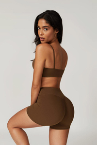 High Demand Brown Zoe Sports <b>Bra</b> 4 Way Stretch <b>Thin</b> <b>Straps</b> Breathable Quick Dry And High Impact Women's Gym Fitness Sports <b>Bra</b> - Product Image 4