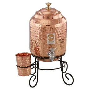 Distributeur de boissons en cuivre 5L avec robinet en laiton, conteneur de stockage d'eau fait main, serveur de boissons pour hôtels et restaurants (vente en gros) - Product Image 4