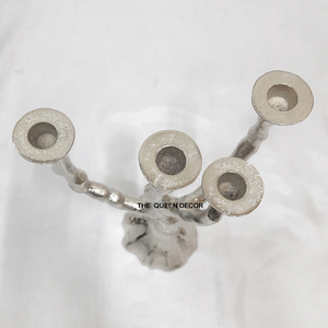 Centre de table de mariage élégant en métal de qualité supérieure, finition dorée haut de gamme, 4 bras, porte-bougie - Product Image 6