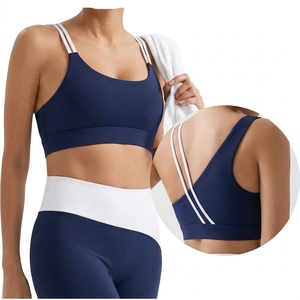 Lavender <b>Strappy</b> Sports Bra With White Trim Low Impact Yoga Fitness Workout <b>Top</b> yoga pilates gym fitness - Product Image 2