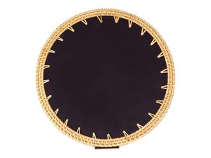 Rattan Tray with Mother of Pearl Inlay Round Wicker Serving <b>Basket</b> for Bread Fruit Coffee Decorative <b>Display</b> Tray - Product Image 4