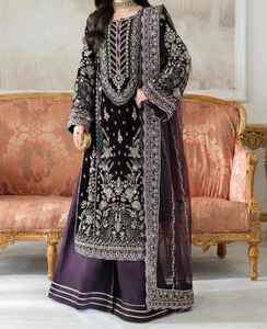 Traje de Fiesta Tradicional Pakistaní de Terciopelo de Alta Calidad para Mujer, Shalwar Kameez de 3 Piezas, MOQ Bajo 2026 - Product Image 1