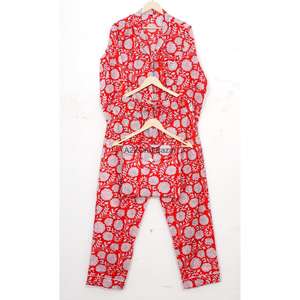 Conjunto de Pijama de Verano 100% Algodón con Estampado Floral Vintage para Mujer, con Cintura Elástica y Mangas Largas, Ropa de Playa y para Estar en Casa - Product Image 5