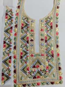 Patch brodé durable multicolore pour col de chemise, idéal pour la décoration de kurtis, salwar kameez et tenues traditionnelles – Fournisseur - Product Image 2