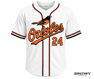 เสื้อเบสบอลผู้ชาย SINEWY SPORTS สีขาว หมายเลข 24 พิมพ์ลายดิจิทัล ระบายอากาศได้ดี ทรงพอดีตัว แขนสั้น ชุดทีม โพลีเอสเตอร์ 100% - Product Image 2