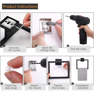 Portasciugamani Quadrato in Acciaio Inox SUS 304 dal Design Moderno, Porta Asciugamani Ispessito con Pratici Supporti per il Bagno - Product Image 3