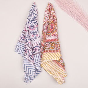 Custom Hand Block Printed Cotton Bandana Handmade Artisan Jaipuri Head Wrap Premium Pure Cotton Neck <b>Scarf</b> Wholesale - Product Image 1