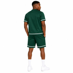 Custom Logo <b>Men's</b> 2 Piece Short Sleeve Zip Up <b>Jacket</b> and Shorts Set <b>Summer</b> Streetwear Polyester Tracksuit For <b>Men</b> - Product Image 4