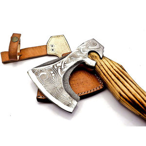 Hacha de camping con cabeza de acero al carbono y mango de madera maciza para cortar leña, trabajo al aire libre, preparación de madera, en venta. - Product Image 4