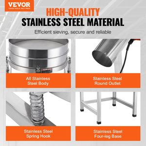 Automatic Electric 25W Stainless Steel Powder Sifter Machine 40+100 Mesh <b>Vibrating</b> <b>Screen</b> Shaker for Sieving Separating Powders - Product Image 2