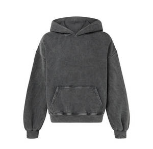 เสื้อฮู้ดโอเวอร์ไซส์สำหรับผู้ชาย ผ้าฝ้ายเฟรนช์เทอร์รี่ 100% สีพื้น มีกระเป๋า ดีไซน์เรียบง่าย ความยาวปกติ สวมใส่สบาย - Product Image 1