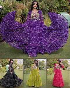 ชุดเดรสยาวแบบ Anarkali สีดำลายปะติดปะต่อสำหรับผู้หญิง ชุดงานเลี้ยงแบบอินเดีย ปากีสถาน ทรงหลวม สวมใส่สบาย คอลเลคชั่นงานนวราตรี - Product Image 5