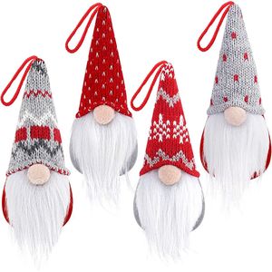 Set di 4 Ornamenti Natalizi Fatti a Mano, Gnomi Tomte Svedesi, Decorazioni per Albero e Tavolo, Elfi Scandinavi in Peluche, Palline Natalizie - Product Image 1