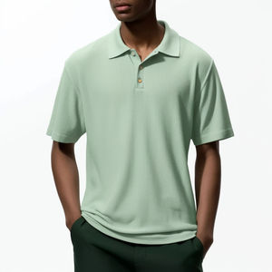 Mens Light Green Polo <b>Shirt</b> Contrast Collar Short Sleeve Casual Breathable <b>Collared</b> <b>T</b> <b>Shirt</b> Summer Wear - Product Image 3