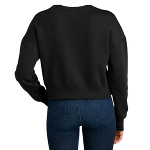 Sudadera Corta Negra AKA con Cuello Redondo y Bordado, Sudadera de Forro Polar para Mujer, Manga Larga, Estilo Casual - Product Image 6