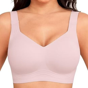 Soutien-gorge de sport sans coutures grande taille à dos nageur avec soutien moyen, fermeture éclair avant antichoc haute résistance et bonnets couvrants pour le yoga - Product Image 4