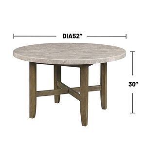 Tavolo da pranzo rotondo in rovere rustico con piano in marmo elegante stile rustico per la tua zona pranzo di casa - Product Image 3