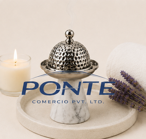 Cacerola Moderna de Acero Inoxidable con Tapa Abombada Martillada y Base de Mármol Blanco Natural para Hoteles y Decoración de Hogar de Alta Gama - Product Image 4