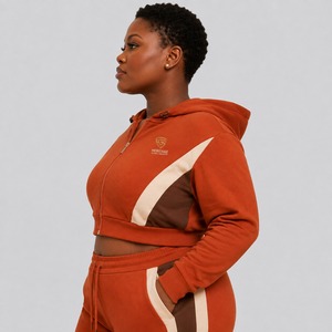 <b>Zipper</b> Up Short Length Cropped Hoodie For Adults Girls Customized Logo Printing Sporty Style Women's Crop <b>Top</b> Hoodies - Product Image 3
