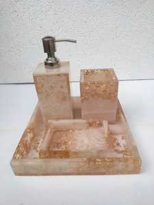 Juego de Accesorios de Baño de Resina de Cuarzo Rosa: Dispensador de Jabón Líquido, Portacepillos de Dientes, Jabonera, Bandeja para Toallas de Invitados - Product Image 2