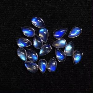 Cabujones de pera lisos de piedra lunar arcoíris Natural de 4x6mm, piedras preciosas sueltas certificadas de alta calidad para la fabricación de joyas, producto a granel - Product Image 3