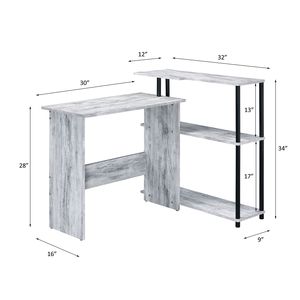 Scrivania Rettangolare Anticata Bianca e Nera con Ripiano Laterale, Elegante Design per Computer - Product Image 3