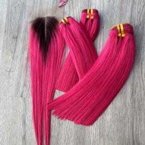 Cabello humano vietnamita liso color rosa claro, de alta calidad, súper doblemente tramado, precio al por mayor. - Product Image 5