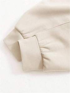 Women's Half Zip Collar Crop Adjustable Drawstring <b>Hem</b> Oversized Long Sleeve Pullover Cropped <b>Top</b> Sweatshirt - Product Image 3
