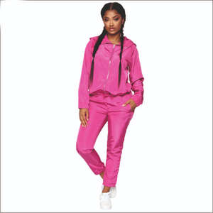 Ensemble de survêtement athleisure deux pièces en nylon respirant à séchage rapide et survêtement en coton uni teint respirant 100 % coton - Product Image 5