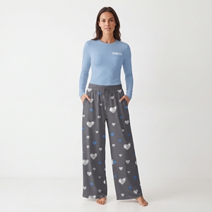 Women's <b>Heart</b> Pattern Pajama Set Long Sleeve Round Neck <b>Top</b> Matching Pants Soft Breathable Nightwear Loungewear - Product Image 4