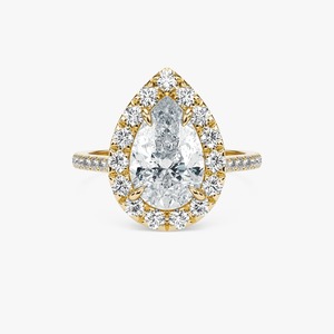Anillo de Compromiso Clásico con Halo de Diamantes Cultivados en Laboratorio con Corte Esmeralda en Oro de 14K, Joyería Fina para Bodas y Fiestas - Product Image 1
