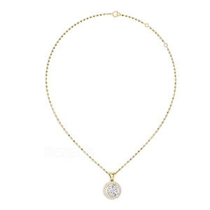Collar con Colgante de Diamante Cultivado en Laboratorio, Corte Halo Redondo, con Cadena de Oro Amarillo de 14k - Product Image 1