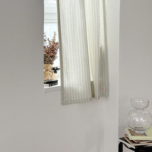 Rideau de séparation de pièce léger personnalisable en coton/lin tissé rayé - 83x130cm, passe-tringle, translucide, pour bureau, café, maison - Product Image 2