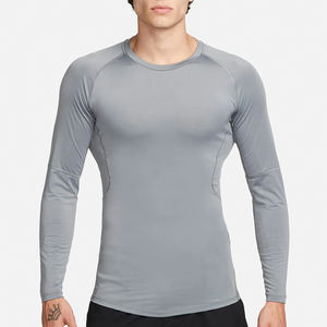T-shirt de compression pour homme imprimé sérigraphié, antibactérien, séchage rapide, en Spandex et Polyester, manches longues, personnalisable avec logo OEM, vente en gros - Product Image 1