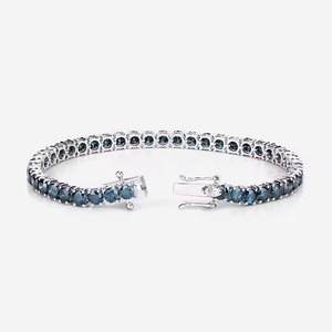 Blue Round New Bracelet 18k White Gold Chain Moissanite Bracelet Bangle Diamond Bracelet Gift for - Product Image 4