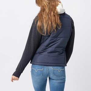 Chaleco Acolchado sin Mangas para Mujer, Largo, Cintura Alta, Color Azul Marino Sólido, Cierre de Cremallera, Ligero, Tejido de Poliéster - Product Image 5