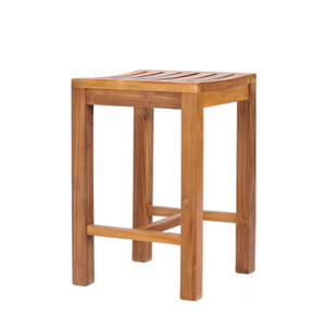 Tabouret de bar en teck écologique, style moderne, adapté à l'extérieur, robuste et durable. - Product Image 1