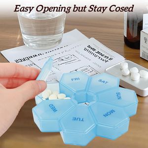 Organizador de Pastillas Semanal de 7 Días y Estuche Diario para Vitaminas, Caja de Pastillas Azul para una Gestión Eficiente del Medicamento (Paquete de 1) - Product Image 3