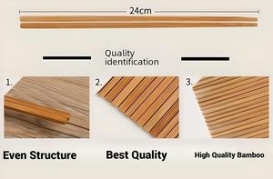 Palillos de Bambú Natural Sin Pintar, Palillos Reutilizables de Bambú Puro Estilo Chino Japonés para Sushi, Fideos y Comida Coreana - Product Image 4